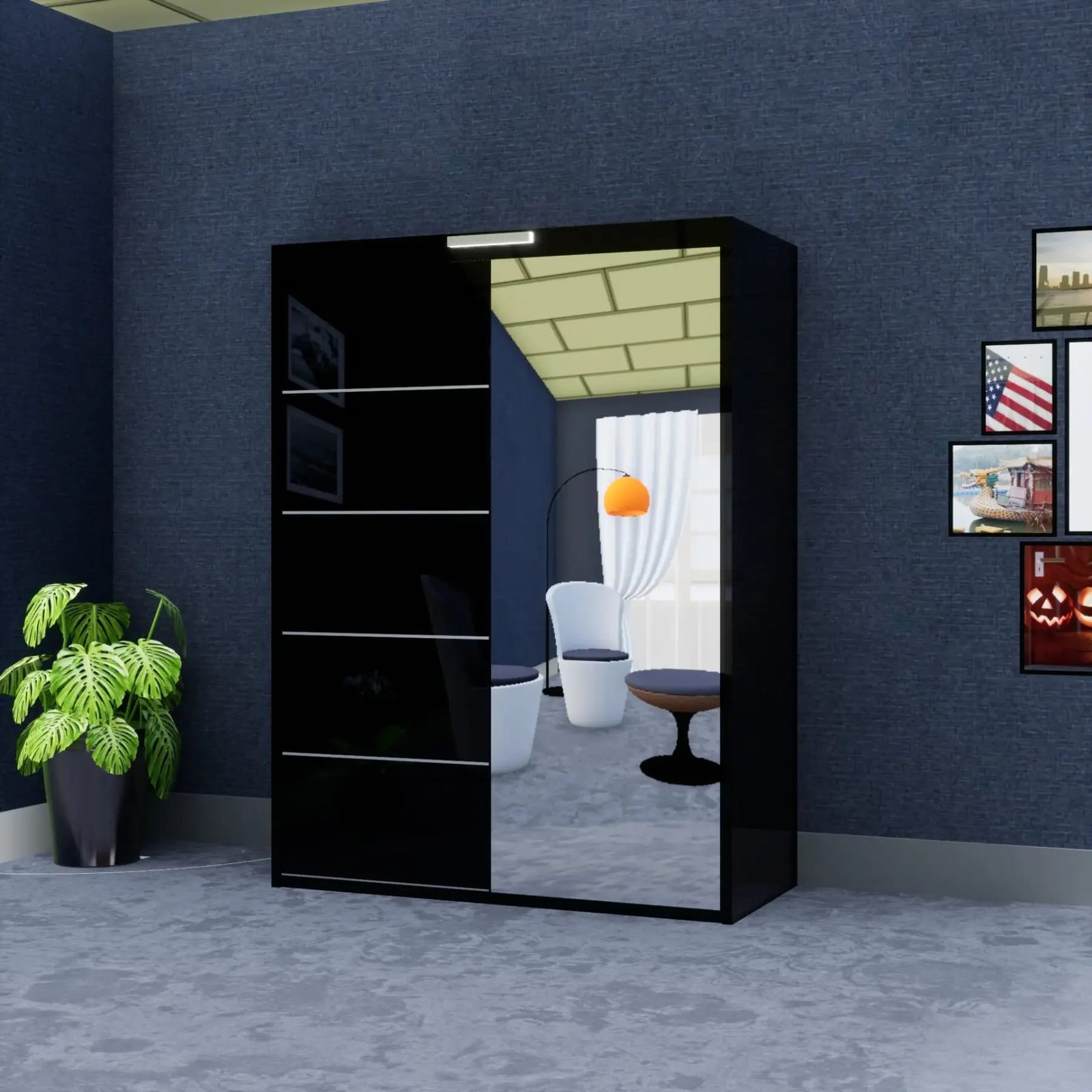 Infinity Wardrobe (High Gloss) – 2 Doors — 150 cm