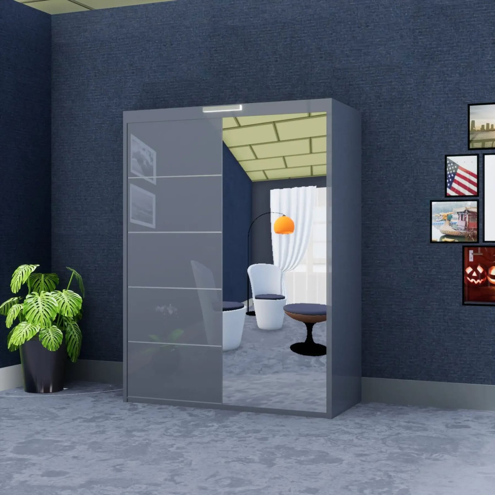 Infinity Wardrobe (High Gloss) – 2 Doors — 150 cm