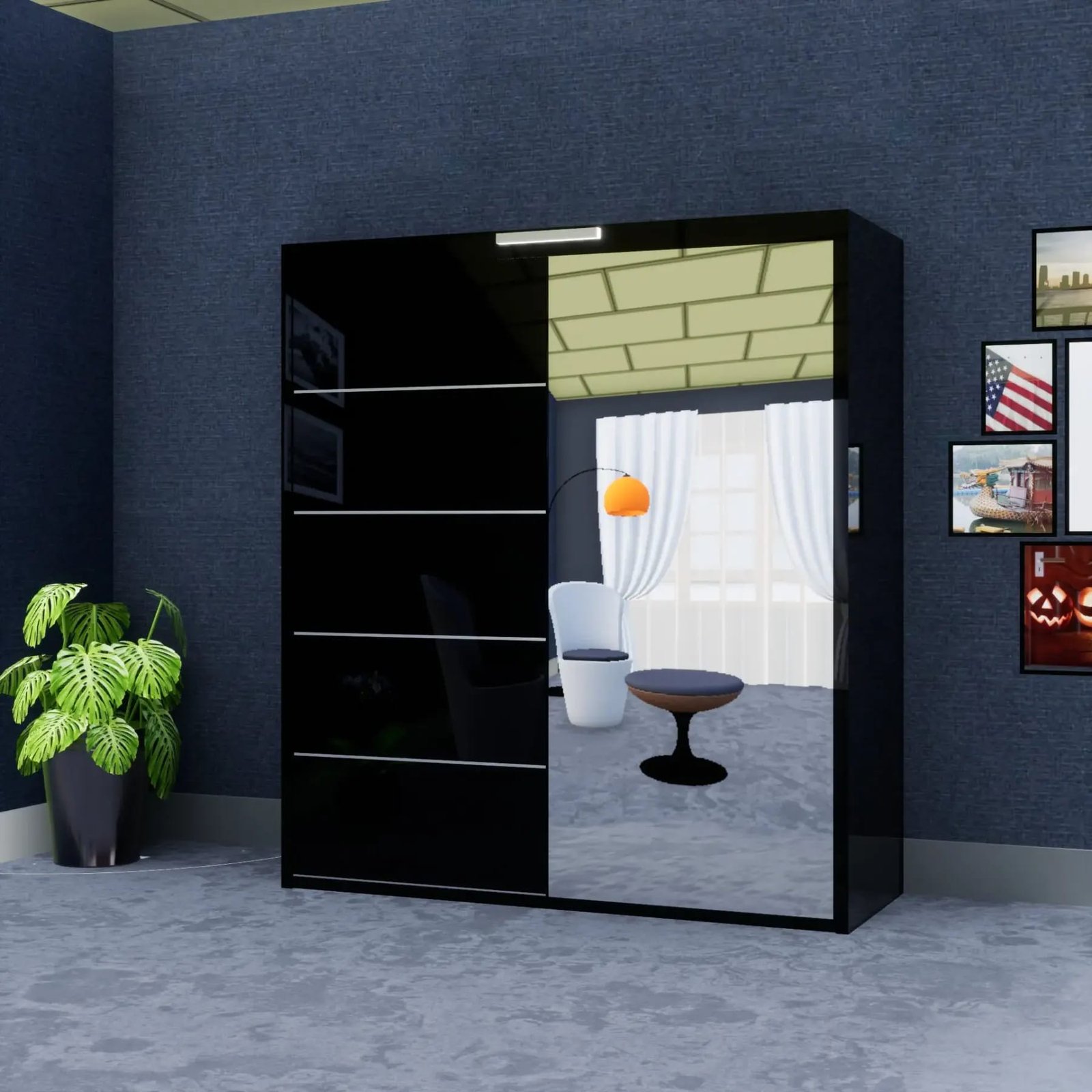 Infinity Wardrobe (High Gloss) – 3 Doors — 203 cm
