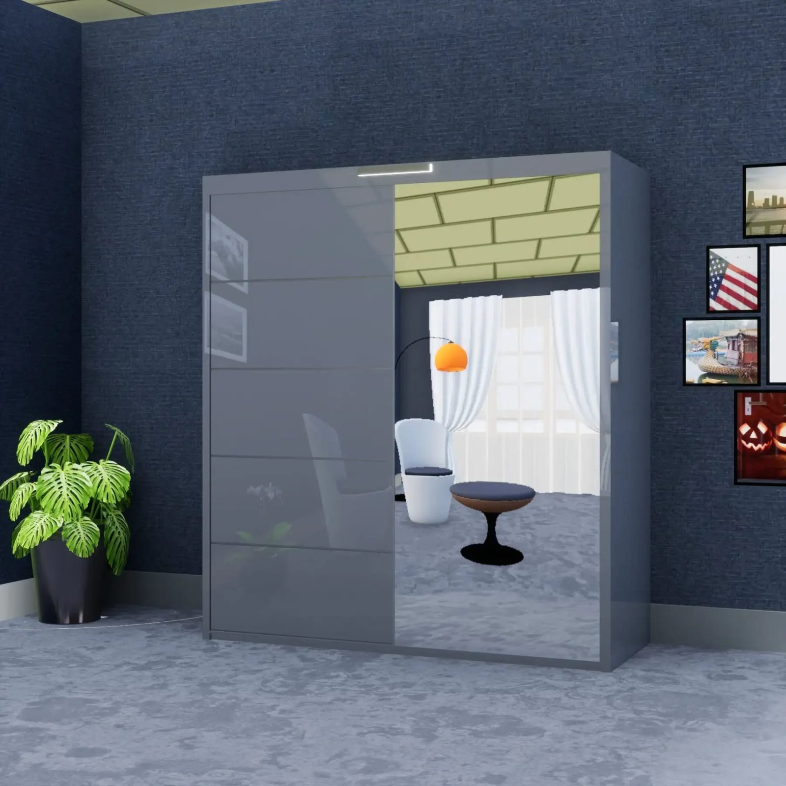 Infinity Wardrobe (High Gloss) – 2 Doors — 180 cm