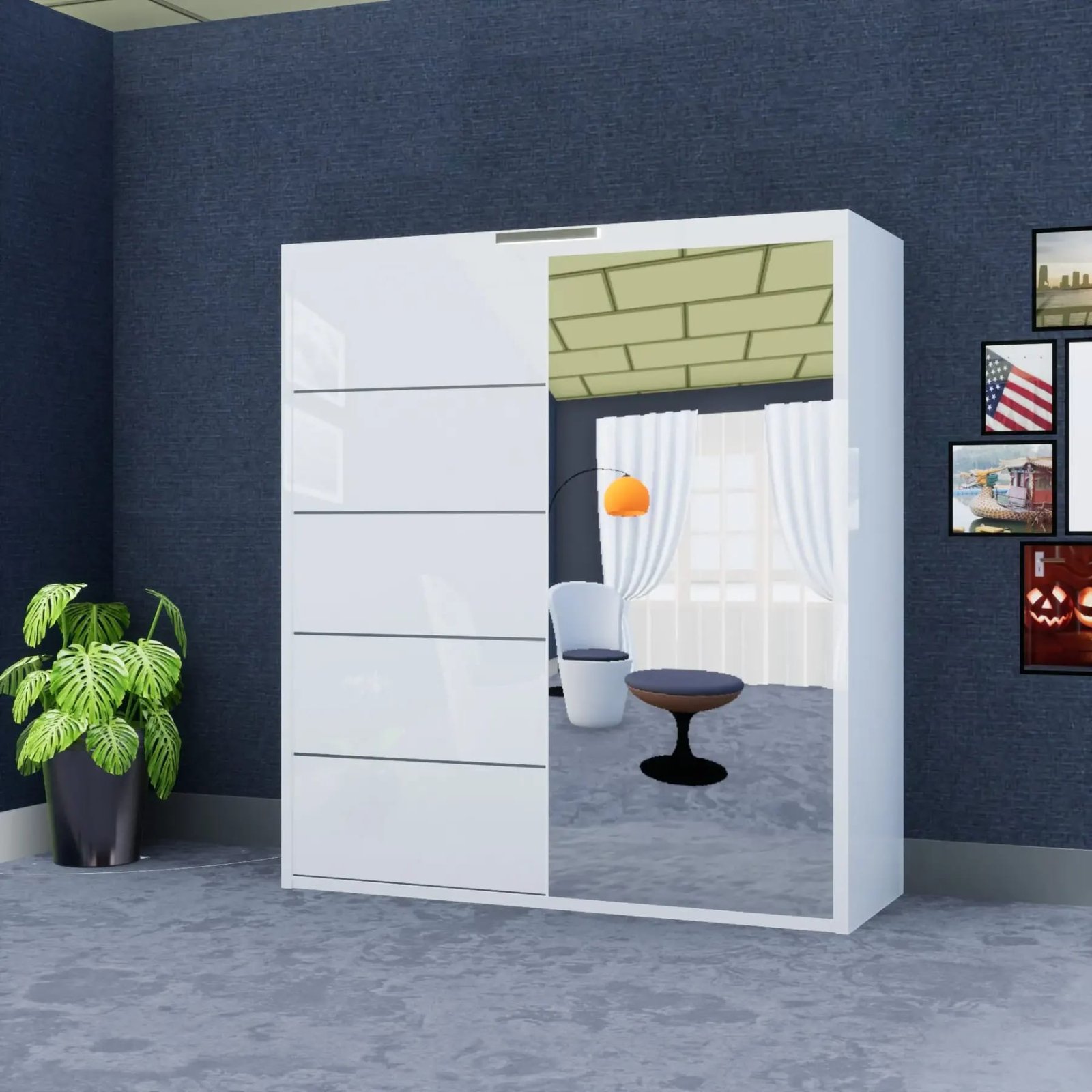 Infinity Wardrobe (High Gloss) – 3 Doors — 203 cm