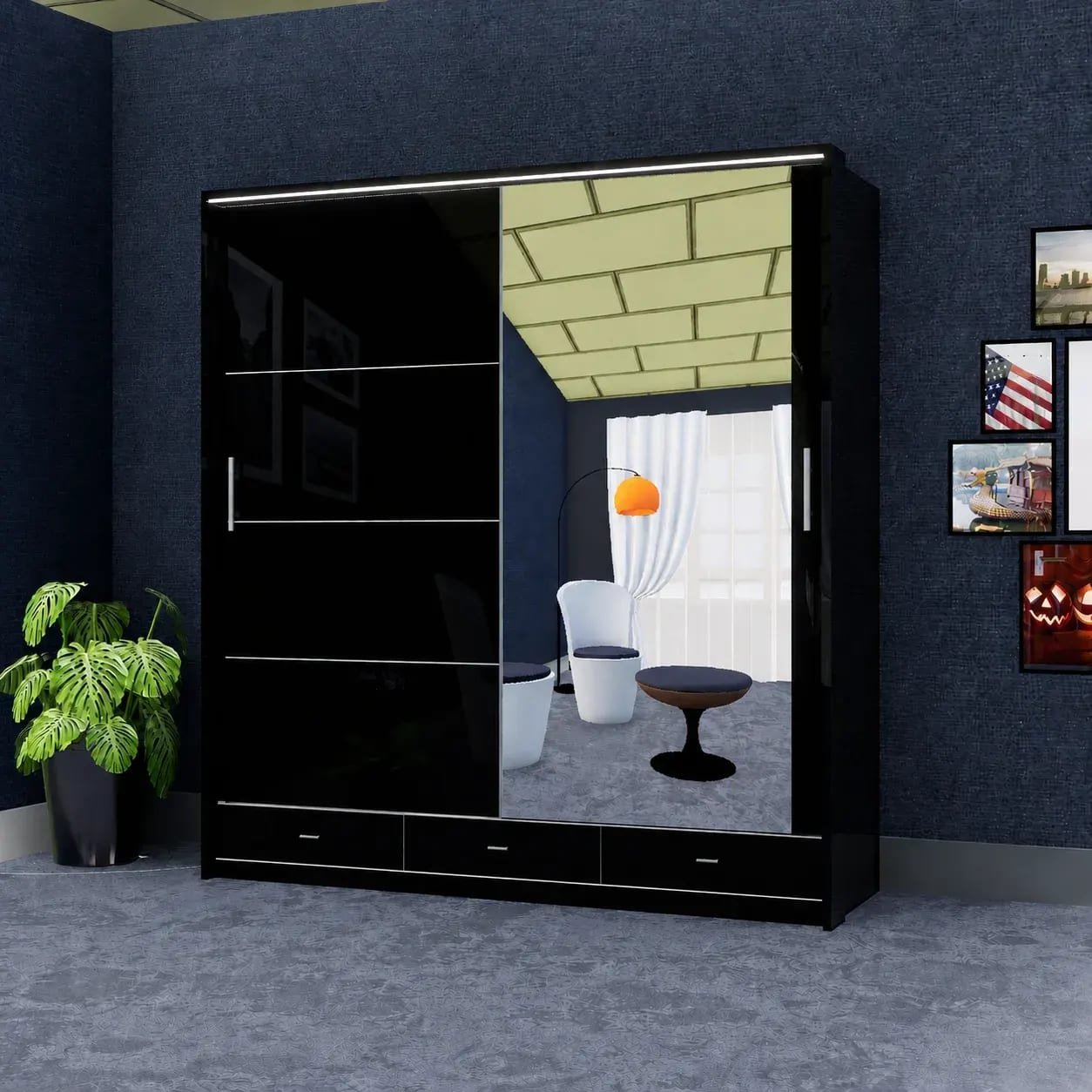 Florence Wardrobe (High Gloss) – 2 Doors — 205 cm