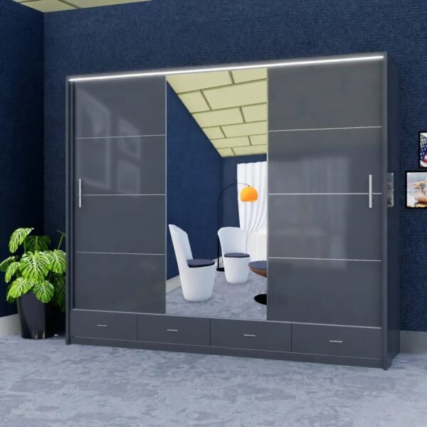 Florence Wardrobe (High Gloss) – 3 Doors — 256 cm