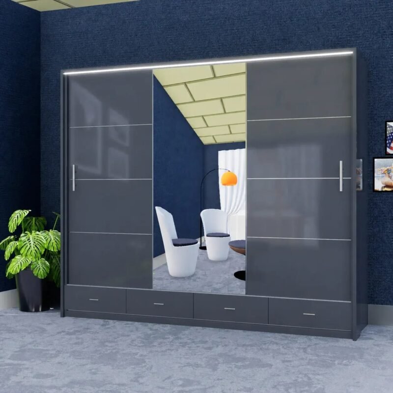 Florence Wardrobe (High Gloss) – 3 Doors — 256 cm